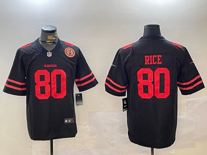 Men San Francisco 49ers #80 Rice Black Second generations 2024 Nike Limited NFL Jersey style 4